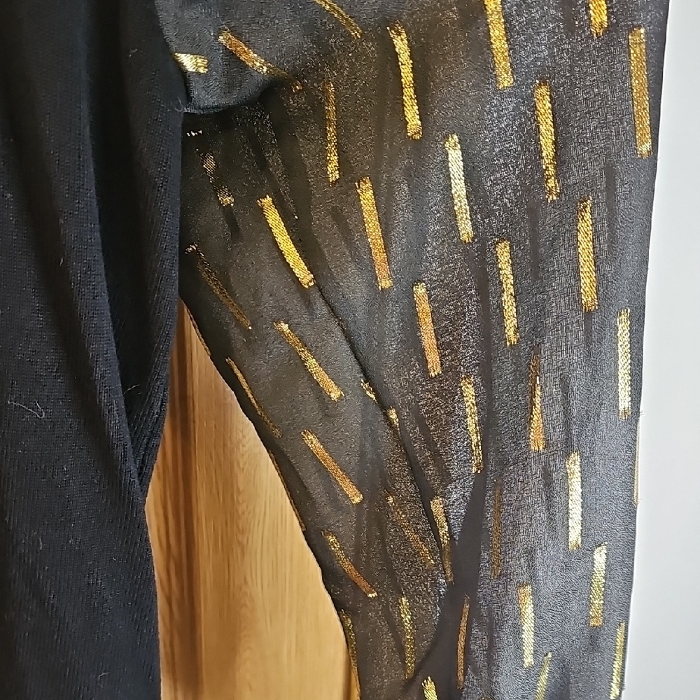 Carmen Black Sweater with Sheer Gold Sleeves - Picture 6 of 7